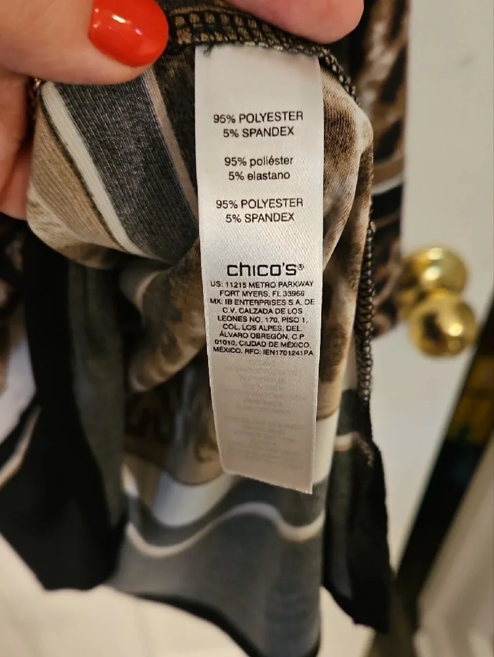 Chico's Black Leopard & Stripe Lace-Up Long Sleeve Top - Picture 5 of 7